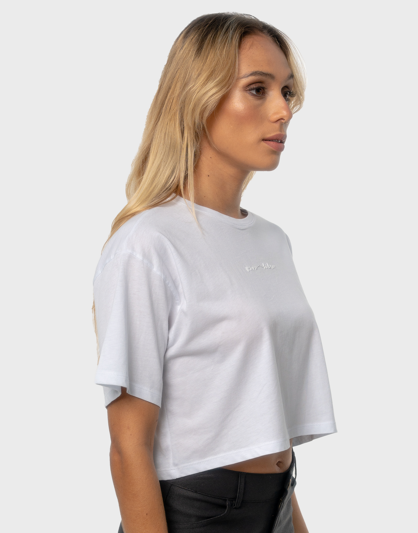 T-Shirt Crop BEREKET  - Blanca