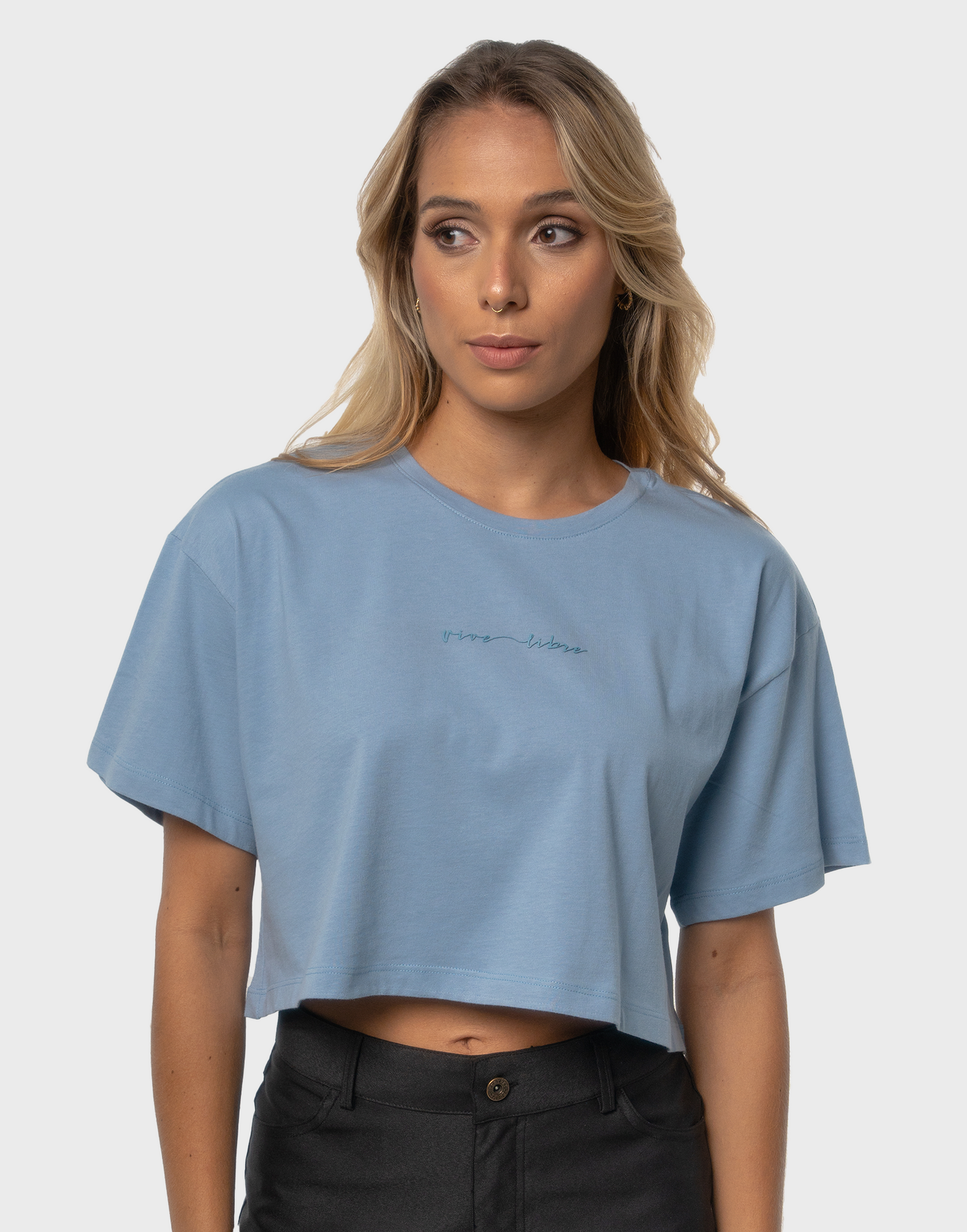 T-Shirt Crop BEREKET  - Azul