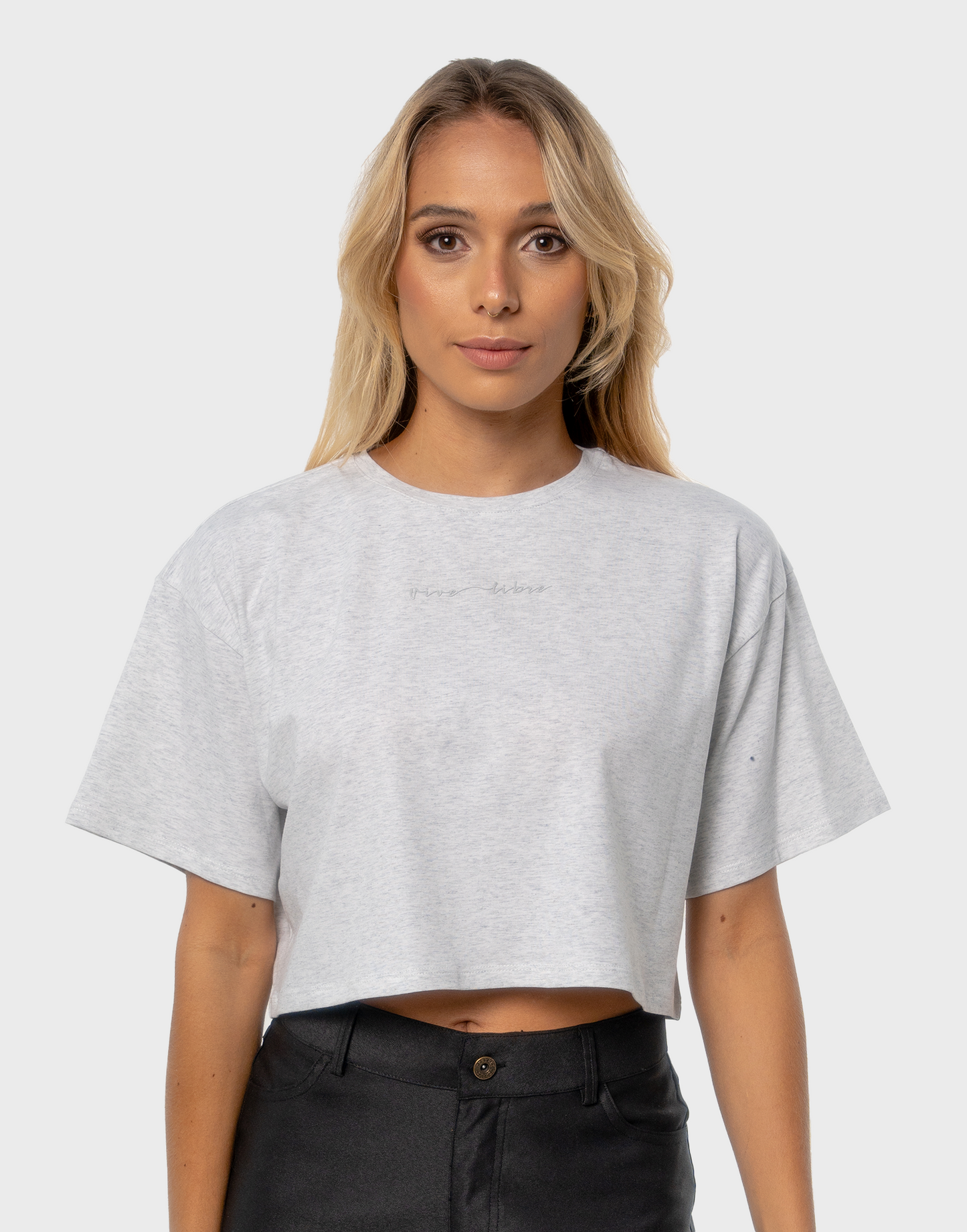 T-Shirt Crop BEREKET - Gris
