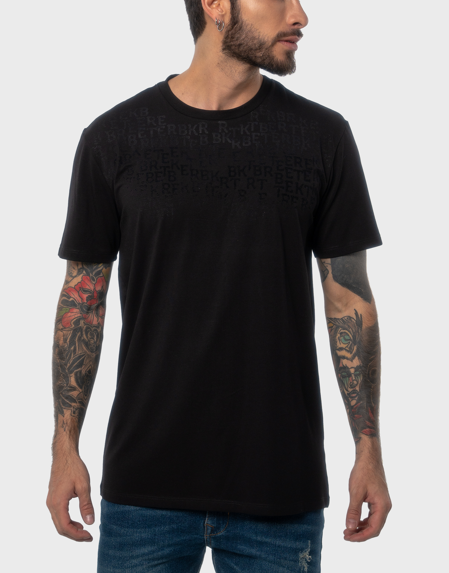 Camiseta hombre estampado negro - N/C